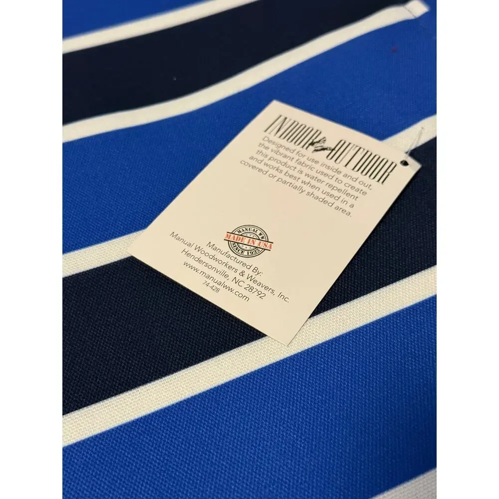 Nautical Stripe Table Runner Indoor Outdoor Decor Blue White Made in USA 72